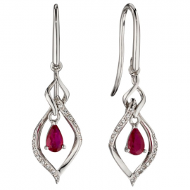 WHITE GOLD RUBY DIAMOND EARRINGS